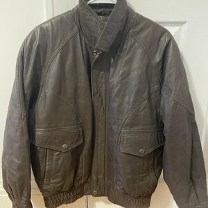 Danier Dark Brown Leather Bomber Jacket